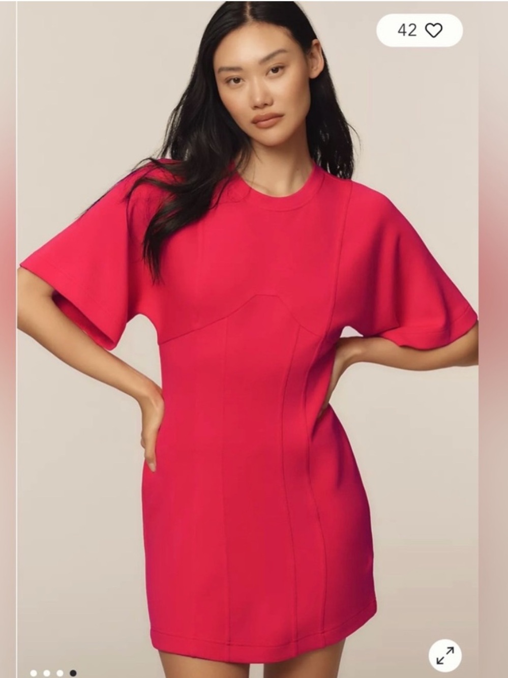 Anthropologie Daily Practice Short-Sleeve Mini Dress in Rose